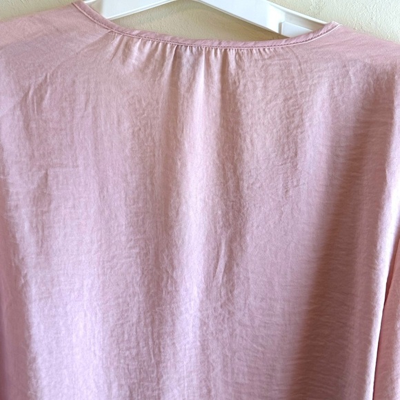 Old Navy Blush Pink V Neck Peasant Boho Long Sleeve Poet Blouse Sz L - Picture 8 of 9